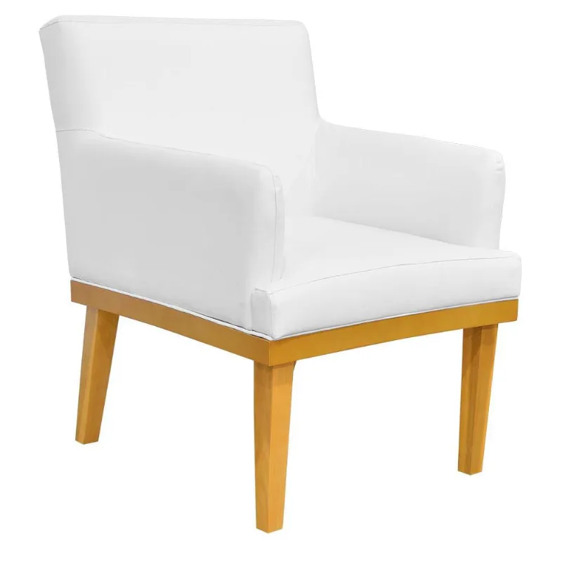 Poltrona Decorativa Para Sala de Estar Base Mel Beatriz W01 Corano Branco - Lyam Decor