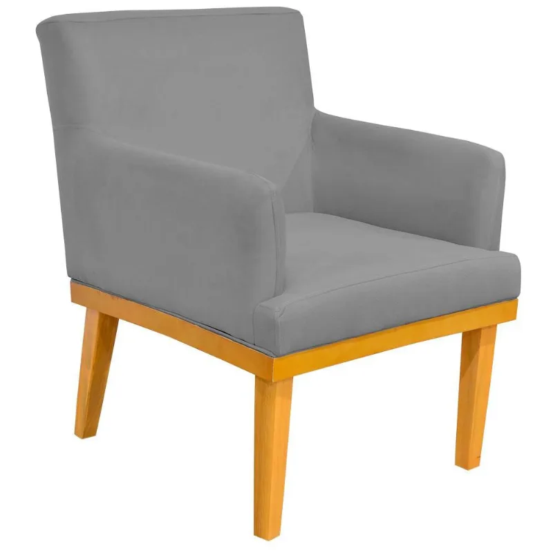 Poltrona Decorativa Para Sala de Estar Base Mel Beatriz W01 Corano Cinza - Lyam Decor
