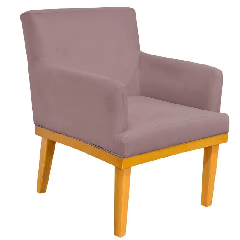 Poltrona Decorativa Para Sala de Estar Base Mel Beatriz W01 Suede Rosê - Lyam Decor
