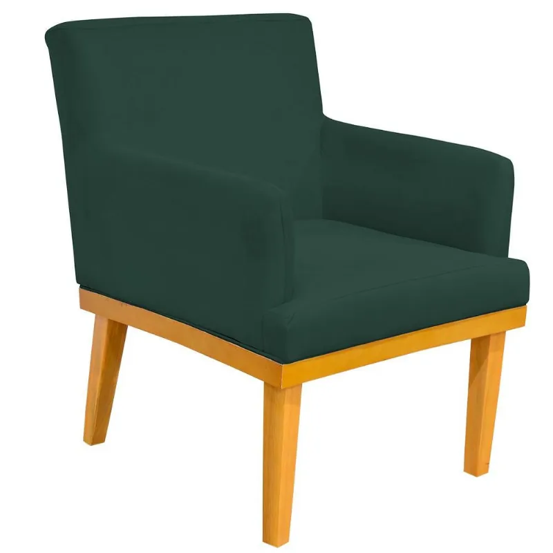 Poltrona Decorativa Para Sala de Estar Base Mel Beatriz W01 Suede Verde Musgo - Lyam Decor