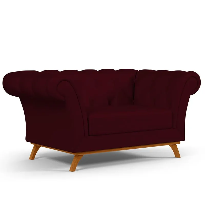 Sofá 2 Lugares Para Sala de Estar Império 150 cm D02 Veludo Marsala C-278 - Lyam Decor - Lyam Decor
