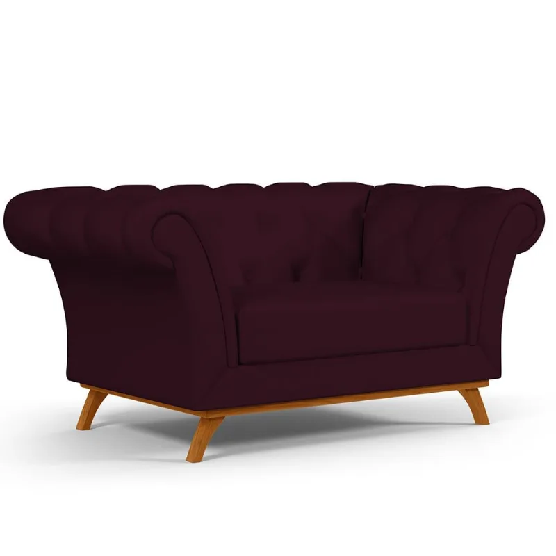 Sofá 2 Lugares Para Sala de Estar Império 150 cm D02 Veludo Roxo Grape C-292 - Lyam Decor - Lyam Decor