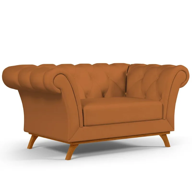 Sofá 2 Lugares Para Sala de Estar Império 150 cm D02 Veludo Telha C-262 - Lyam Decor - Lyam Decor