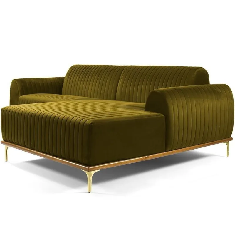 Sofá 3 Lugares Com Chaise Molino 245 Cm Mostarda C-260 - Lyam Decor