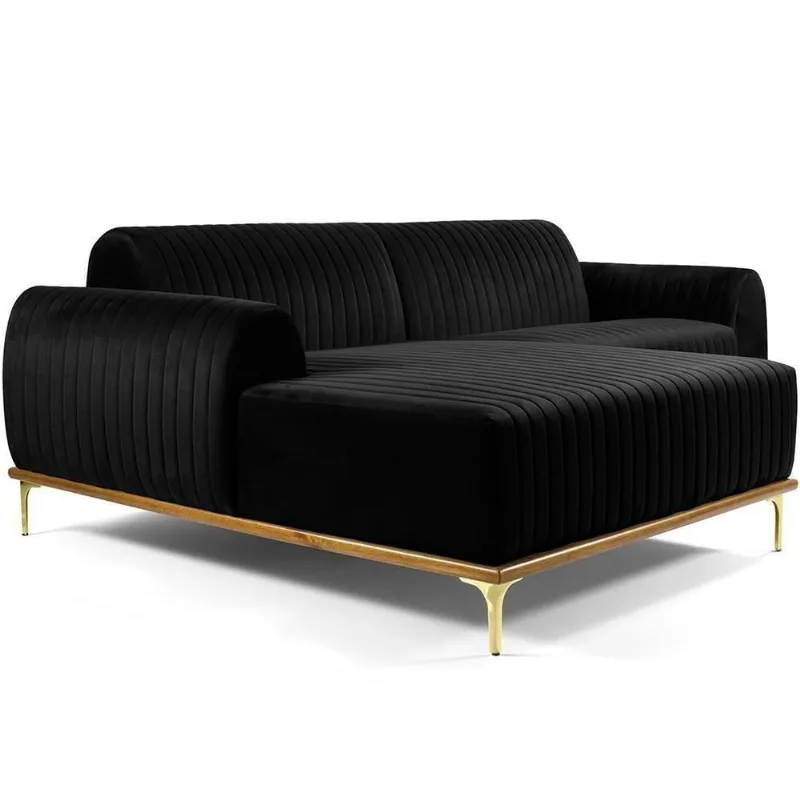 Sofá 3 Lugares Com Chaise 245 Cm Preto C-300-lyam Decor - Lyam Decor