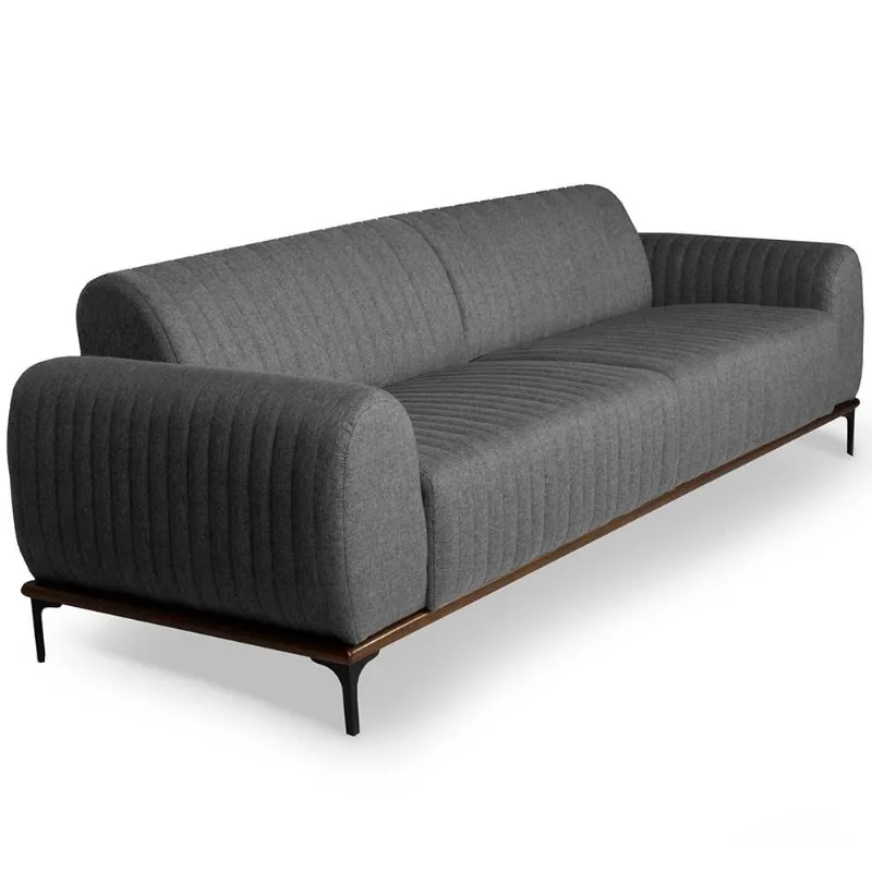 Sofá 3 Lugares Para Sala de Estar Molino 180 cm D02 Linho Cinza C-416 - Lyam Decor - Lyam Decor