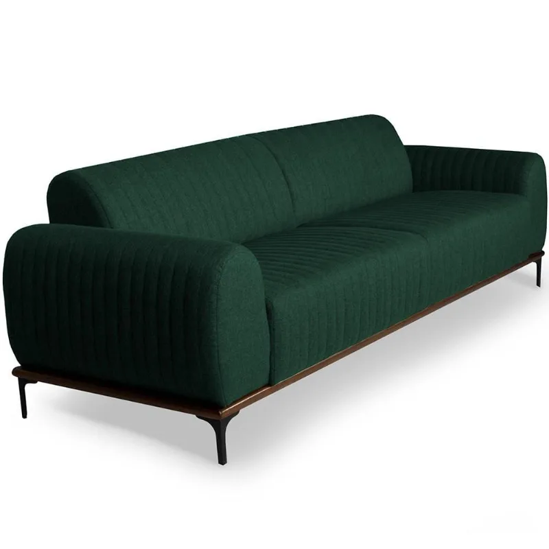 Sofá 3 Lugares Para Sala de Estar Molino 210 cm D02 Linho Verde Musgo C-117 - Lyam Decor - Lyam Decor