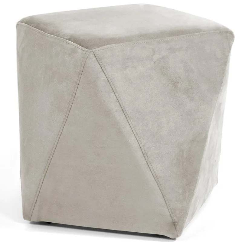 Puff Decorativo Para Sala de Estar Ametista D02 Veludo Bege C-309 - Lyam Decor