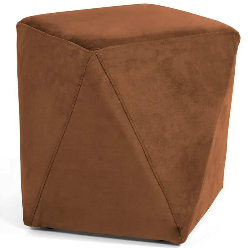 Puff Decorativo Para Sala de Estar Ametista D02 Veludo Telha C-262 - Lyam Decor
