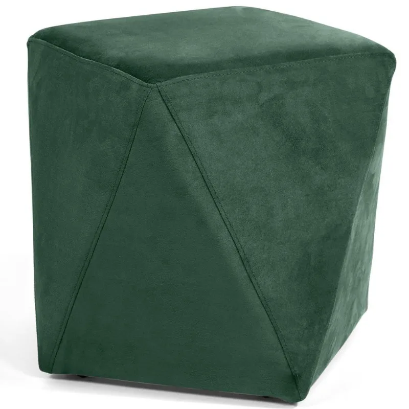 Puff Decorativo Para Sala de Estar Ametista D02 Veludo Verde Musgo C-303 - Lyam Decor