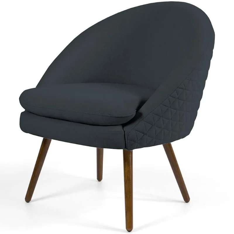 Poltrona Decorativa Fixa Pés Palito Rafa D02 Tressê Linho Chumbo D-465 - Lyam Decor - Lyam Decor