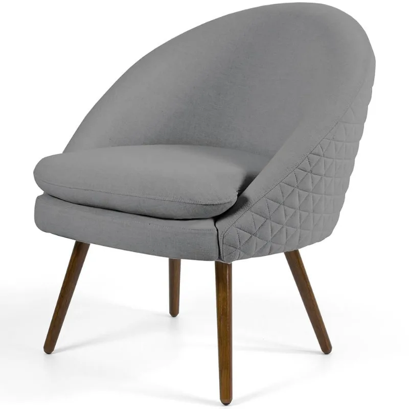 Poltrona Decorativa Fixa Pés Palito Rafa D02 Tressê Linho Cinza C-416 - Lyam Decor - Lyam Decor
