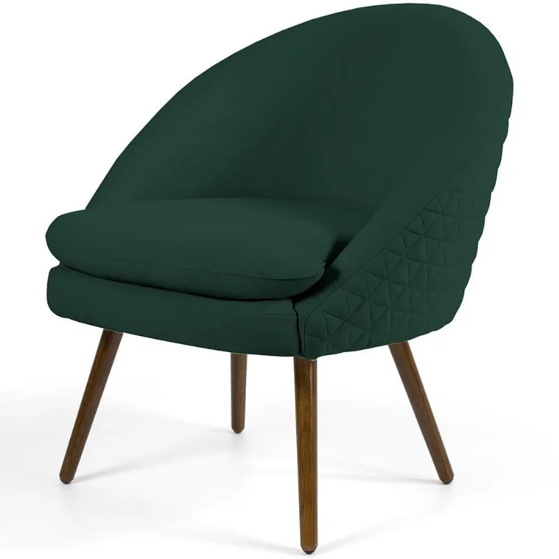 Poltrona Decorativa Fixa Pés Palito Rafa D02 Tressê Linho Verde Musgo C-117 - Lyam Decor - Lyam Decor