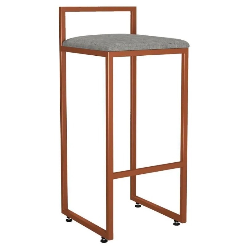 Banqueta Alta Cozinha Hanna L02 Bronze Cinza Escuro - Lyam Decor