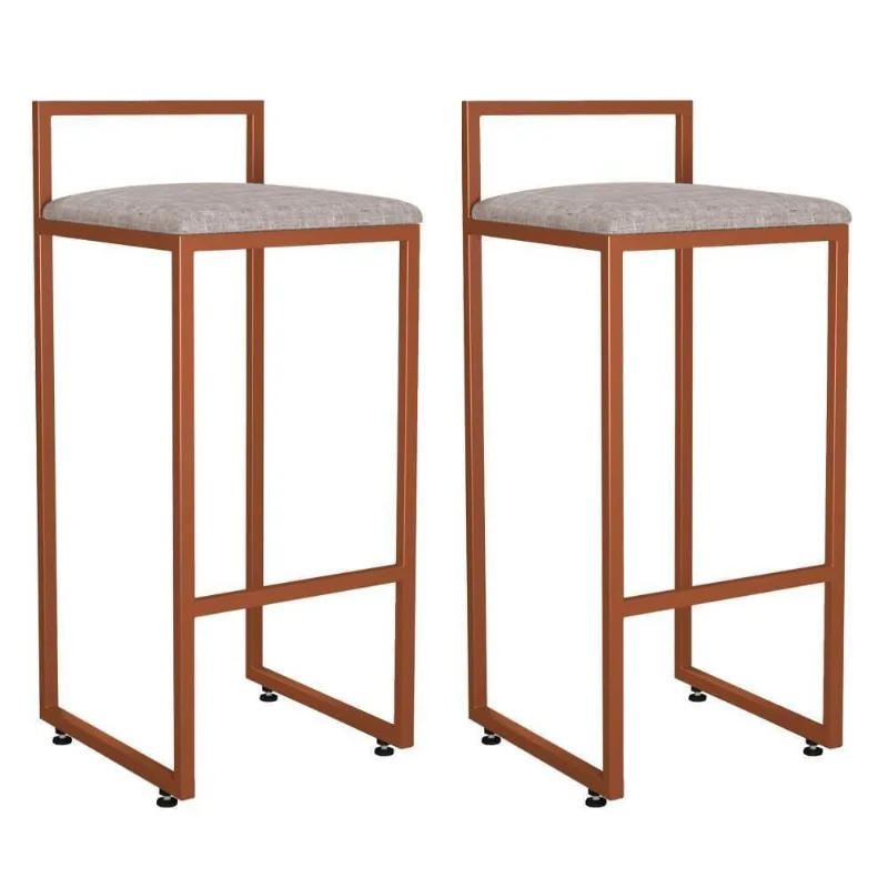 Kit 02 Banquetas Alta Para Cozinha Hanna L02 Bronze Bege