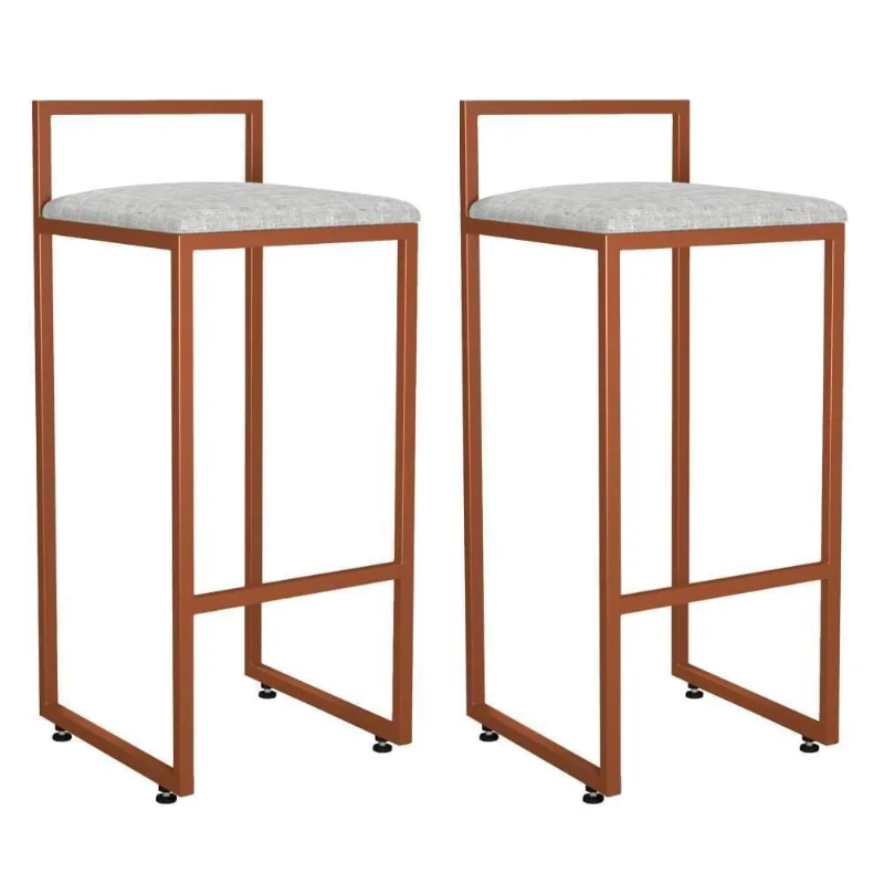 Kit 02 Banquetas Alta Cozinha Hanna L02 Bronze Cinza