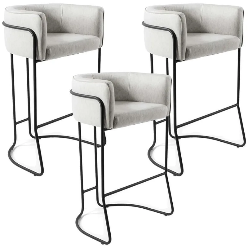 Kit 03 Banqueta Decorativa Betina D02 Creme A-48 - Lyam Decor