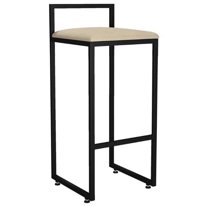 Banqueta Alta Cozinha De Jantar Hanna L02 Preto Suede Bege - Lyam Decor