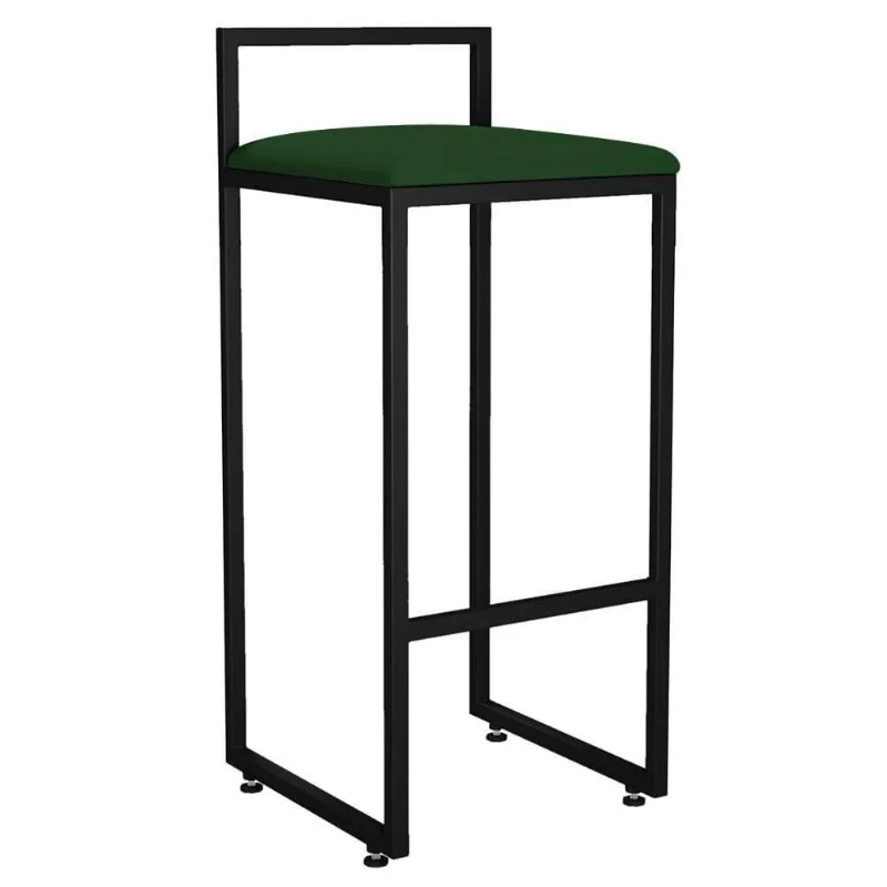 Banqueta Alta Para Cozinha Hanna Preto Suede Verde Musgo - Lyam Decor