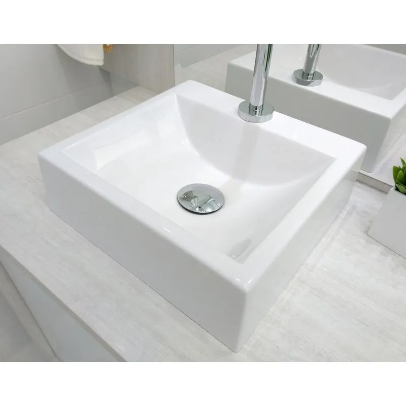 Cuba Pia Banheiro Folha Maricá 32cm Alusta Branco Brilho