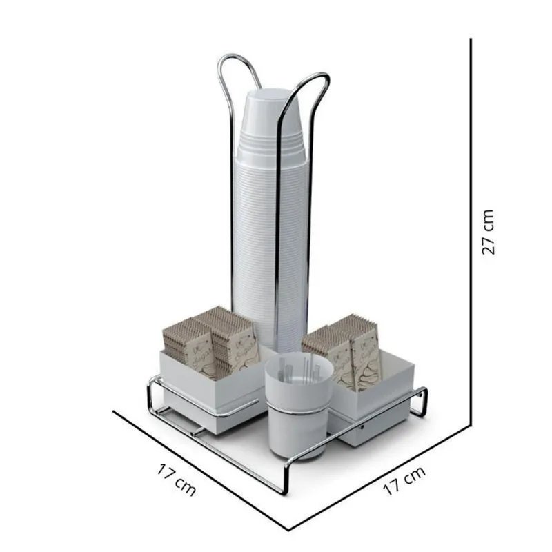 Kit Porta Sachê Mesa+ Porta Copos Com Porta Sachê Chá Branco