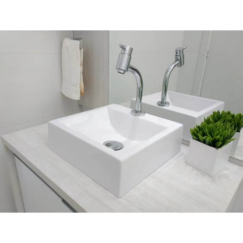 Pia Cuba Banheiro Pequena 32 X 30Cm Nápole Quadrada Branco