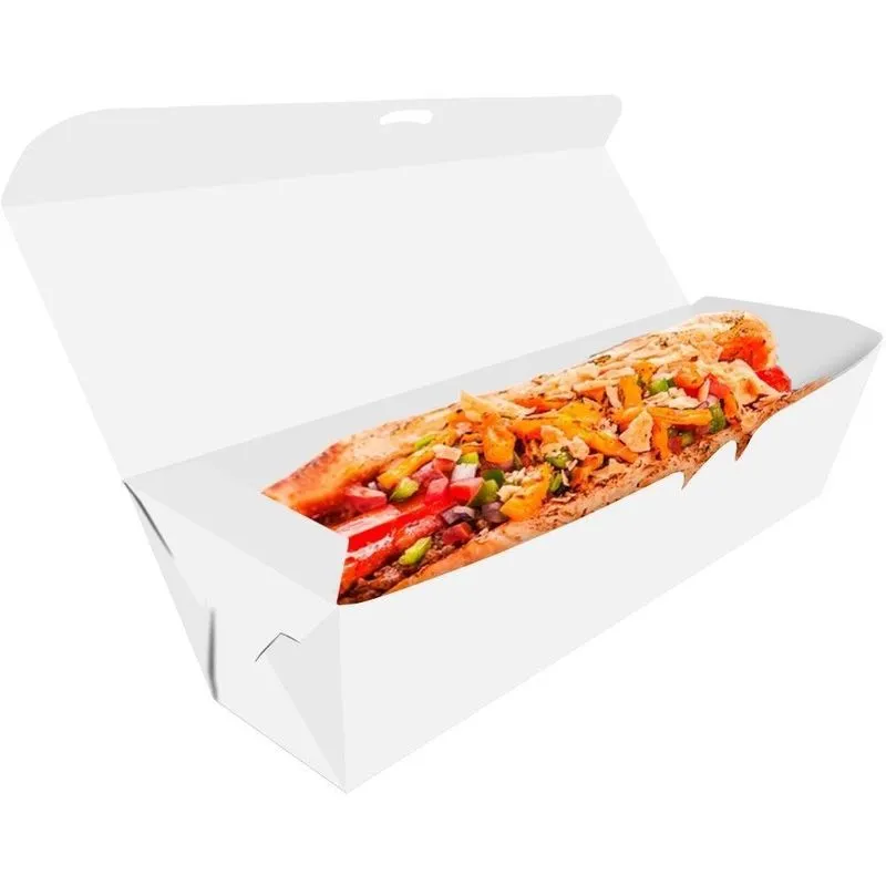 Embalagem Para Cachorro Quente Delivery 25cm - Branco 100un