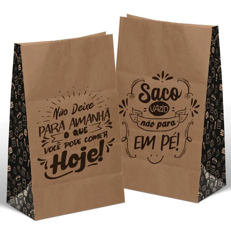 Saco Kraft Médio Para Delivery, Viajem Reforçado 100 und