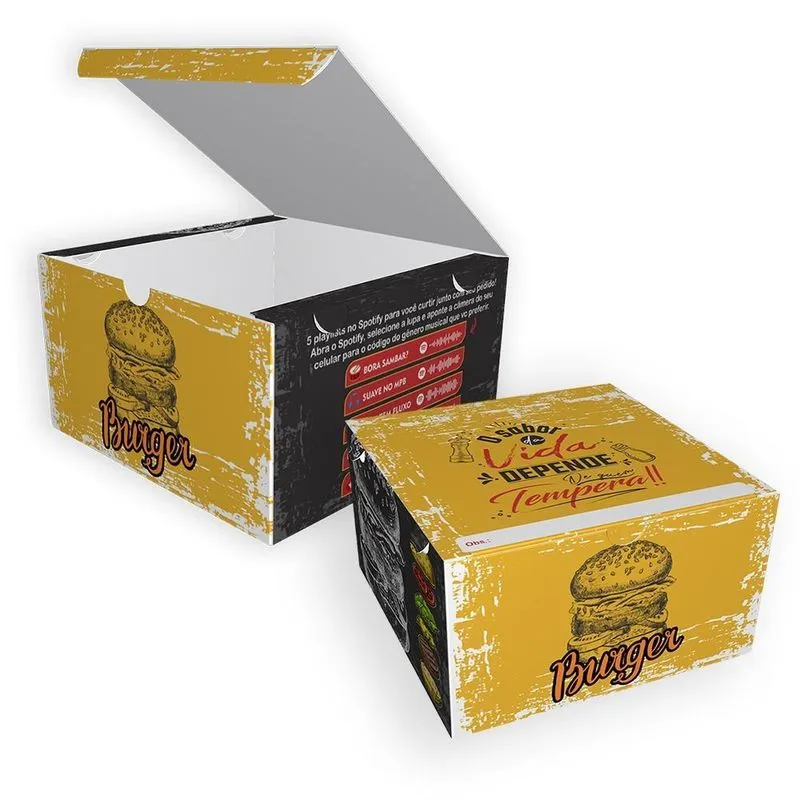 Embalagem Box Pequeno De Hambúrguer - Linha Rústica - 50un