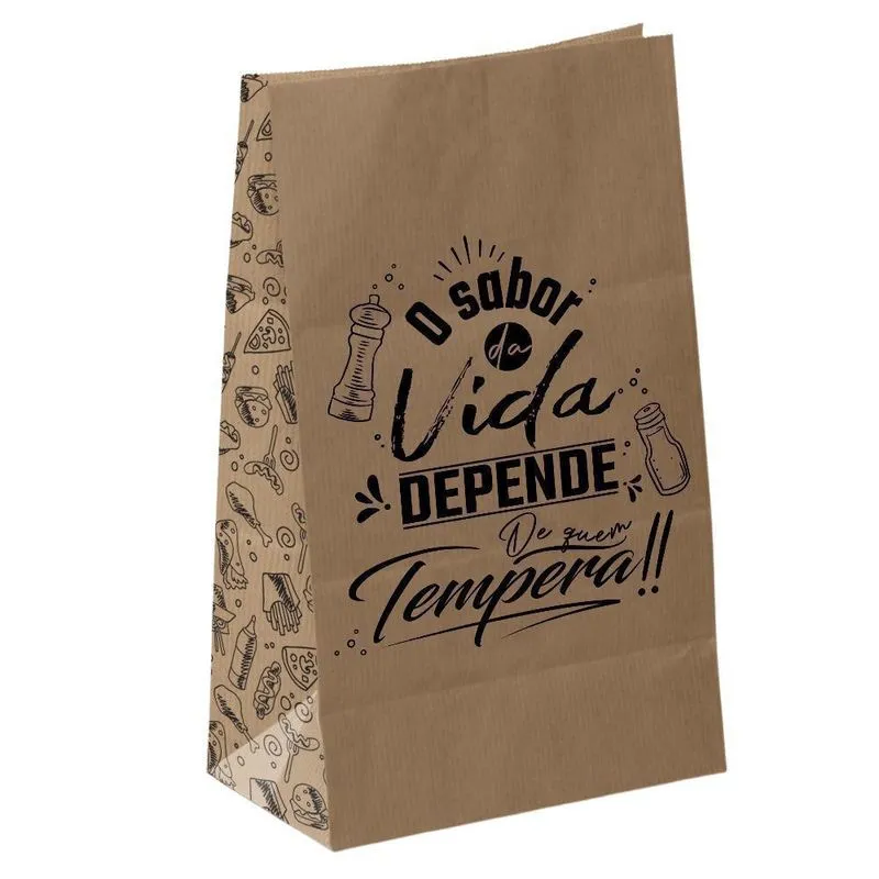 Saco Kraft Médio Delivery Sabor Depende Quem Tempera 200un
