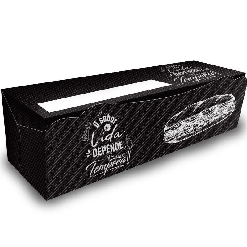 Embalagem Para Cachorro Quente Delivery 20Cm - Preto - 100Un