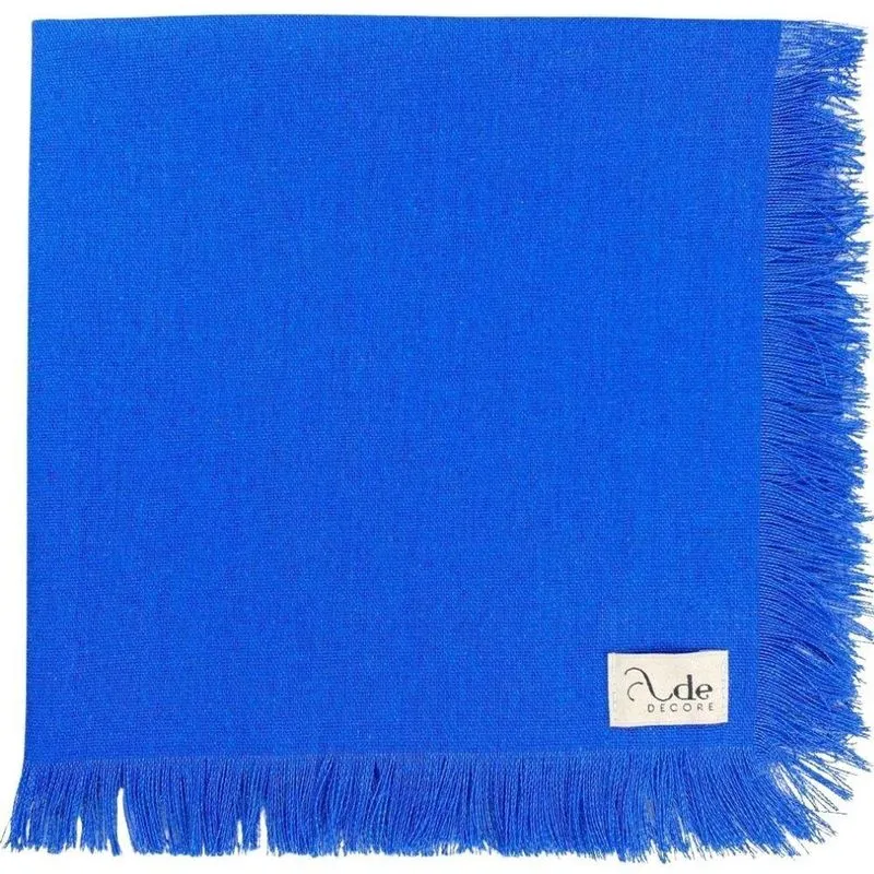 Guardanapo Linho Franja 45 X 45 Cm - Ade Decore Azul