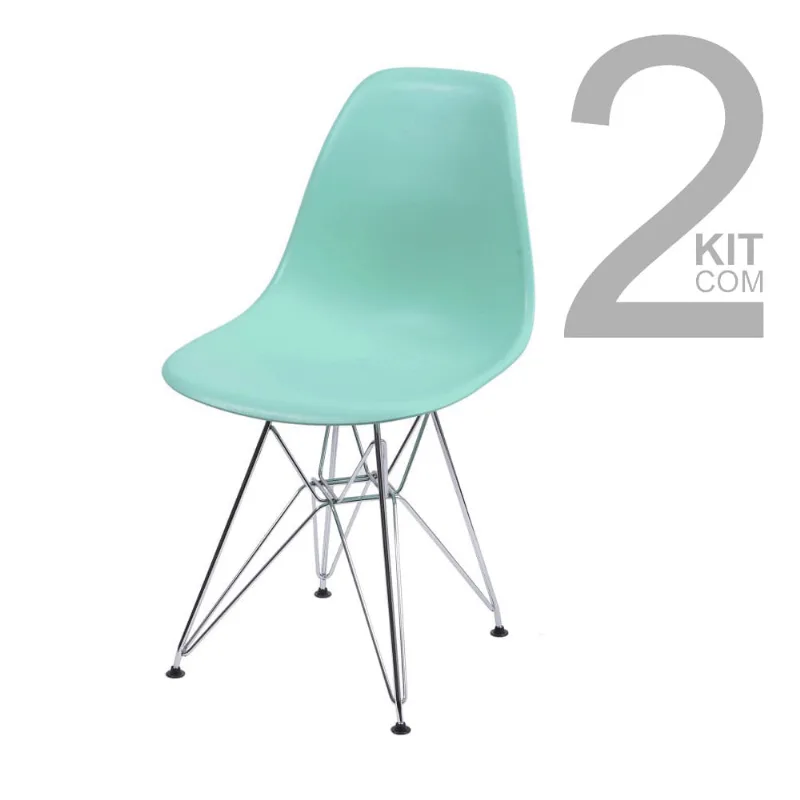 Conjunto de Cadeiras Eiffel 2 peças Tiffany Base Cromada