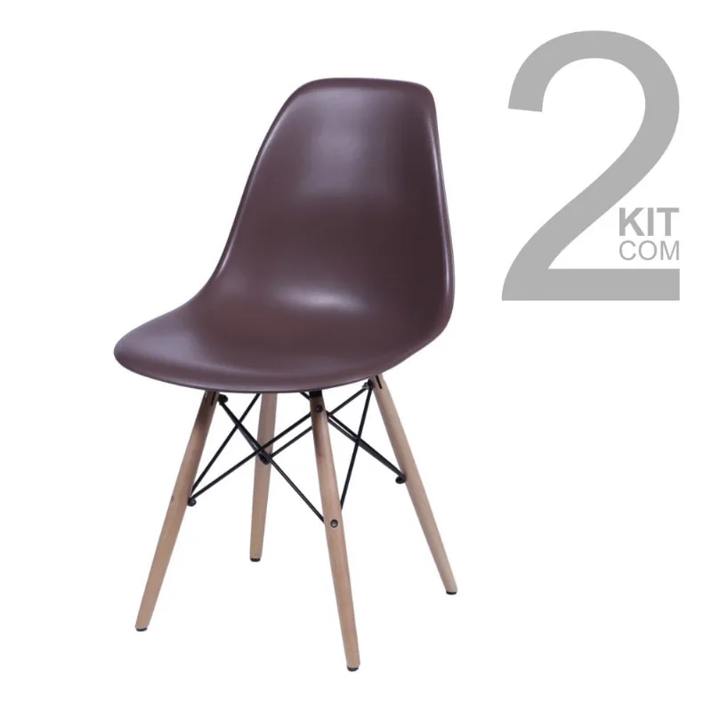 Conjunto de Cadeiras Eiffel 2 peças Café Base Clara