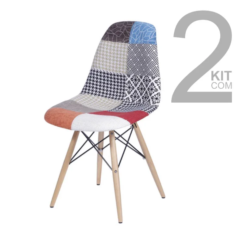 Conjunto de Cadeiras Eiffel 2 peças Colorida Base Clara