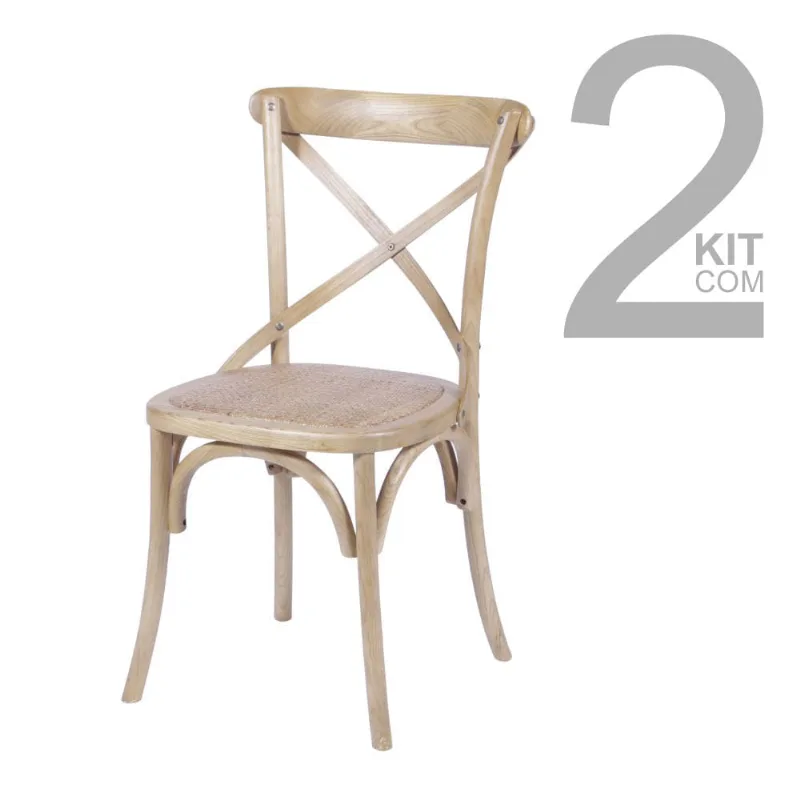 Conjunto de Cadeiras Cross Rattan 2 peças Bege