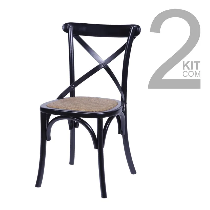 Conjunto de Cadeiras Cross Rattan 2 peças Preta