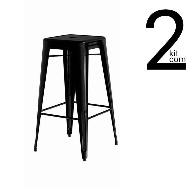 Conjunto 2 Banquetas Tolix Média - Preta