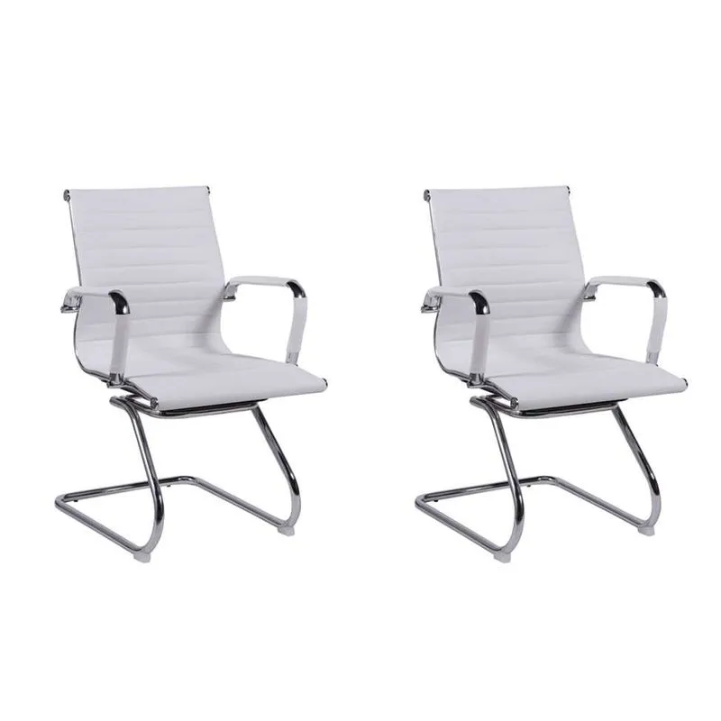 Conjunto Com 2 Cadeiras De Escritório Secretária Milão Ii Branco