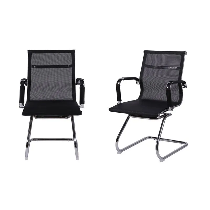 Kit 02 Cadeiras Boxbit Eames Office Tela Fixa Preta