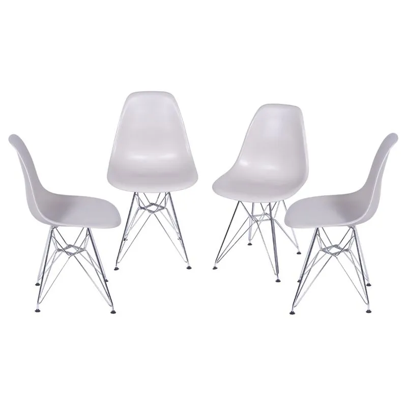 Kit 04 Cadeiras Boxbit Dkr Eames Polipropileno Fendi Base Cromada