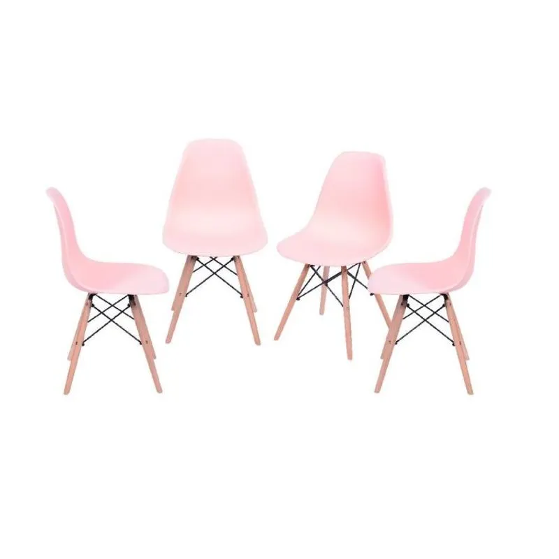 Conjunto 4 Cadeiras Eames DKR Base Madeira OR Design Salmão