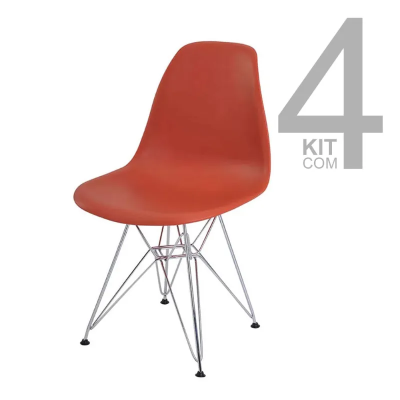 Conjunto de Cadeiras Eiffel 4 peças Telha Base Cromada