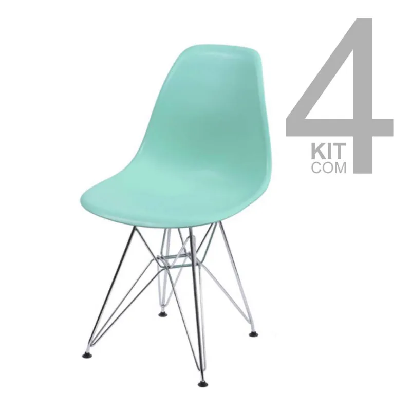 Conjunto de Cadeiras Eiffel 4 peças Tiffany Base Cromada
