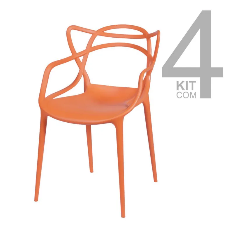 Conjunto de Cadeiras Allegra 4 Peças Laranja