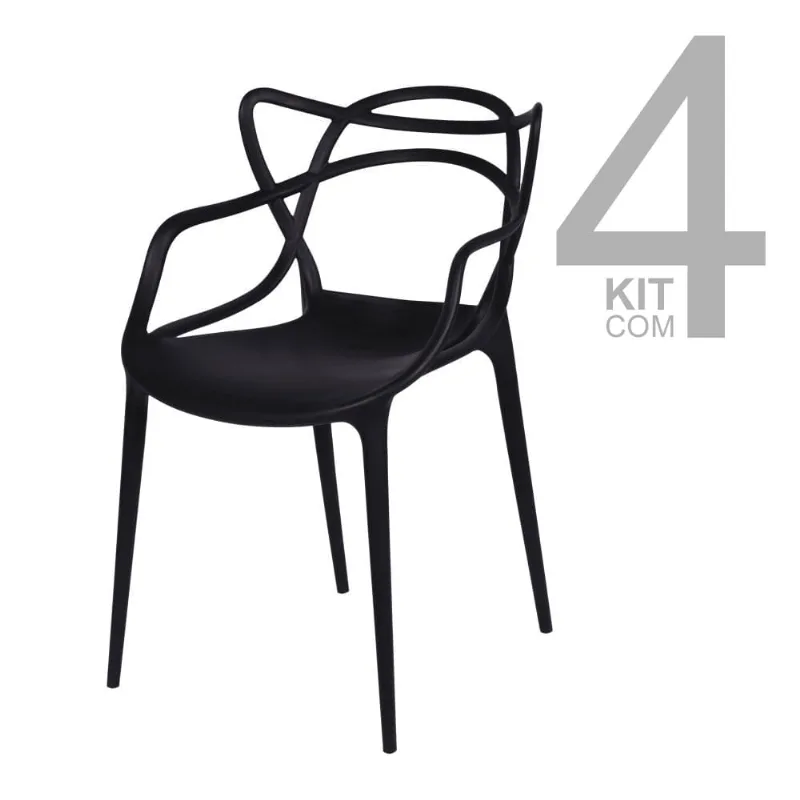 Conjunto de Cadeiras Allegra 4 Peças Preta