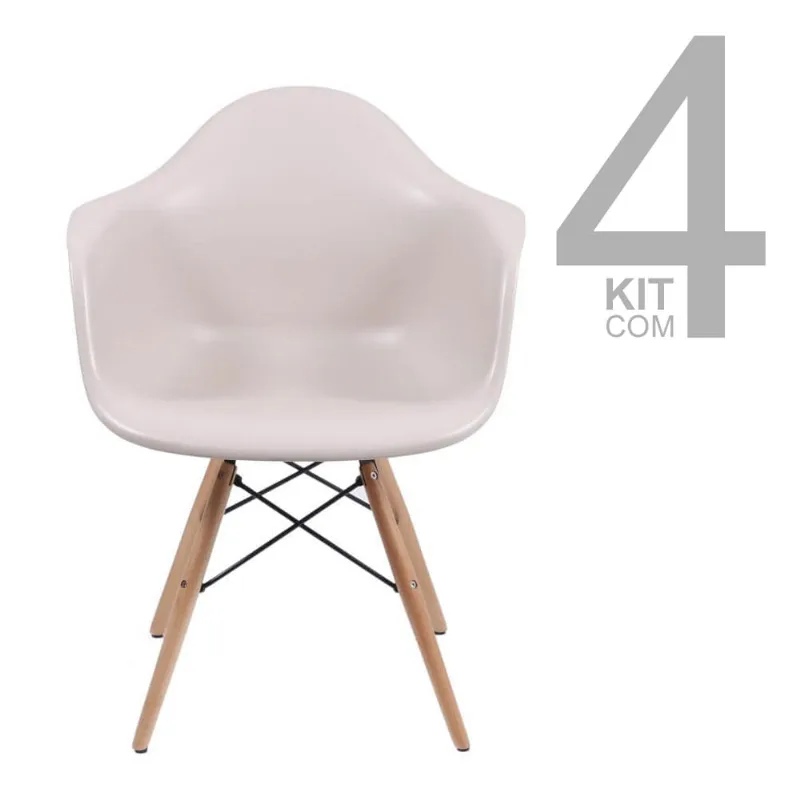 Conjunto de Cadeiras Eiffel 4 peças Fendi Base Clara