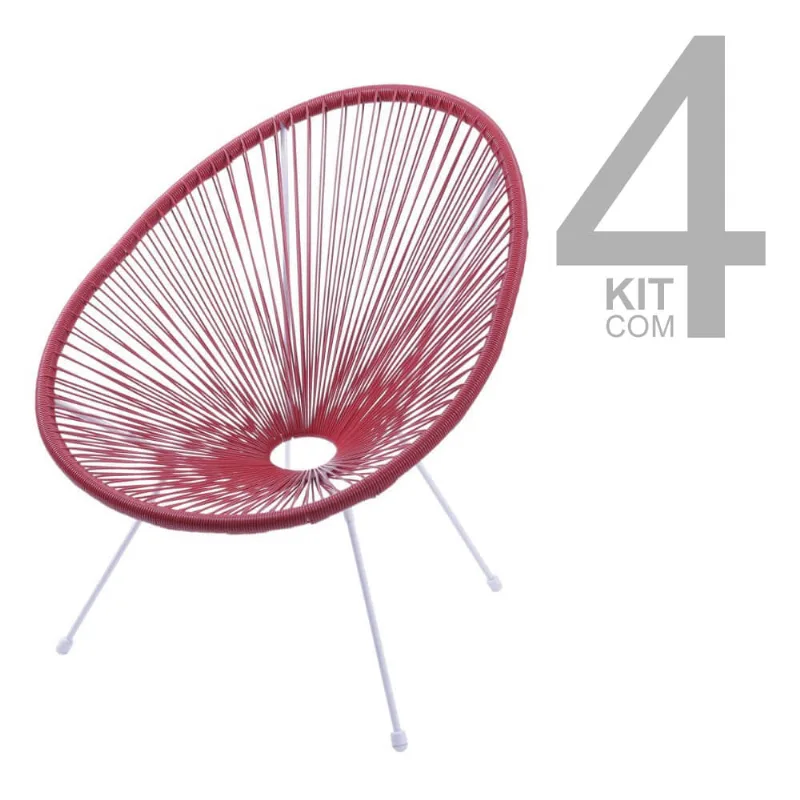 Conjunto de Cadeiras Acapulco 4 peças Vermelho