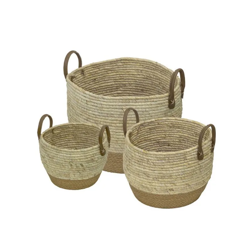 Kit De 3 Cestos Goa Fibra Natural - Natural