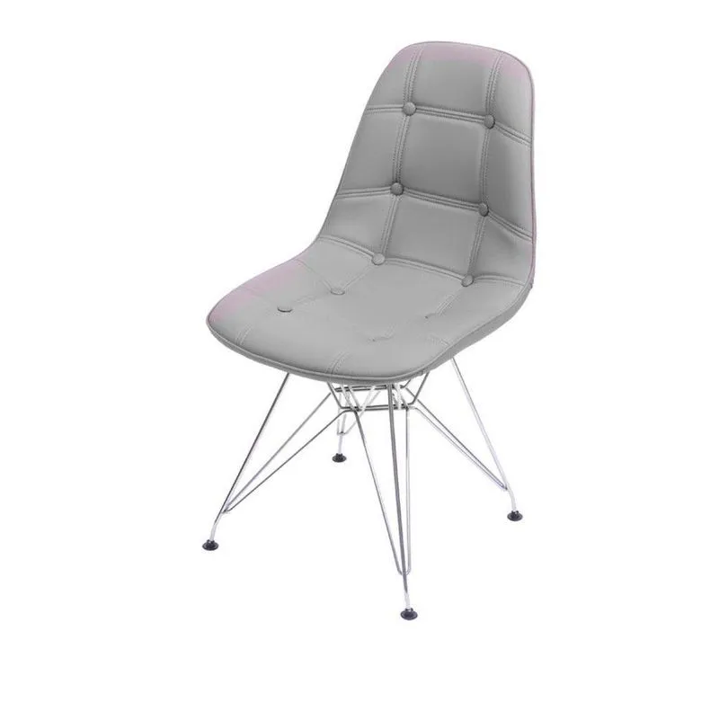 Cadeira Or-1110cr Botonês Com Base Cromada Or Design Cinza